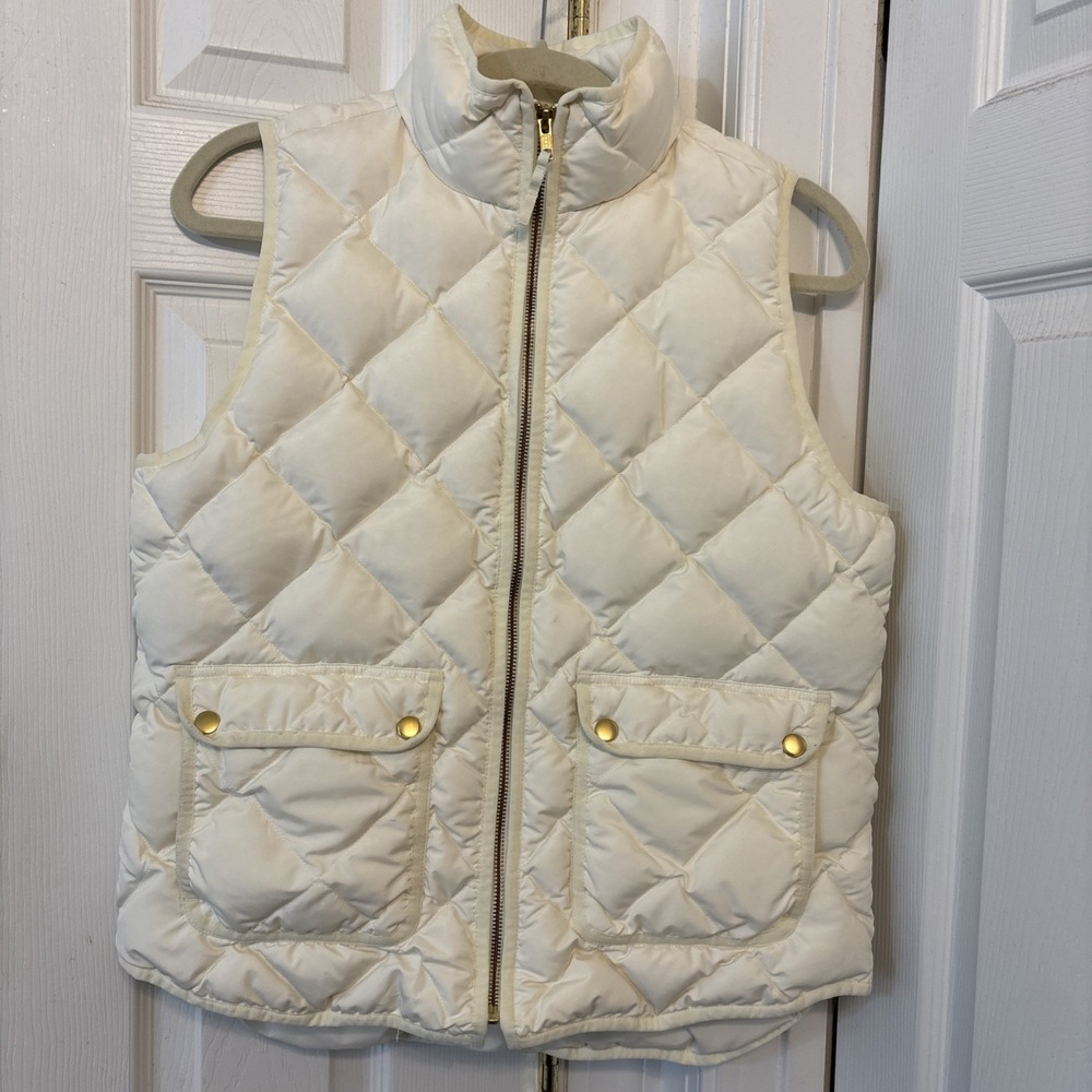 J Crew Women Excursion Quilted Vest Ivory Down B0109 M